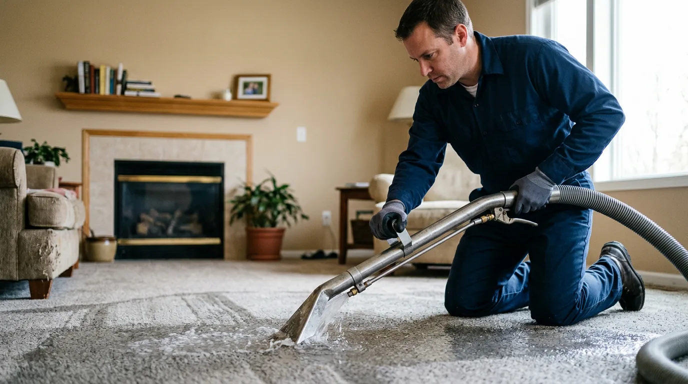 Water damage restoration technician working near Shawneetown, IL